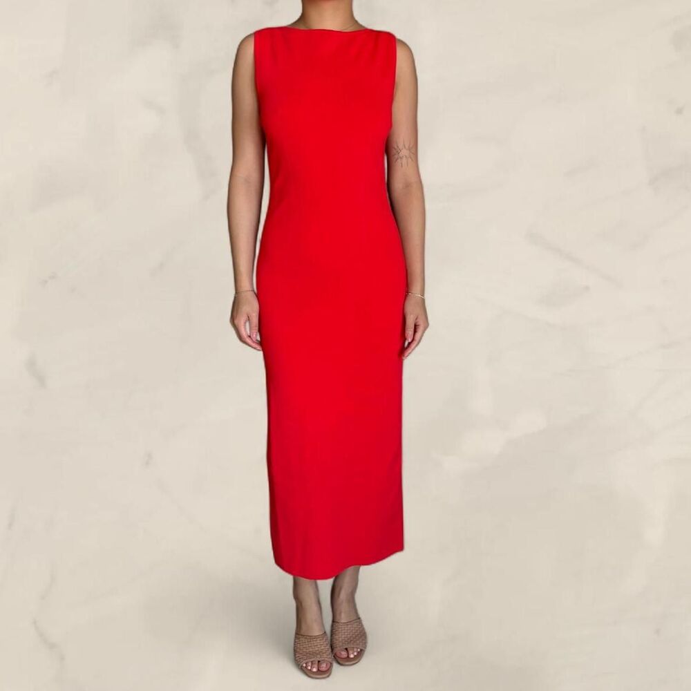 COS red midi dress corset ribbed Size S